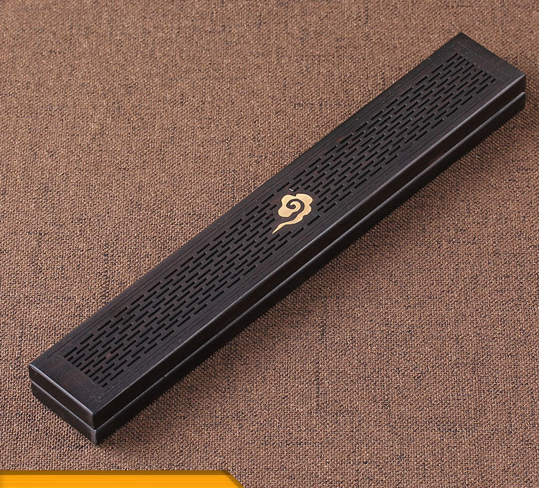 Wooden thread incense box, black sandalwood inlaid with boxwood, sleeping incense burner, incense burner, household indoor agarw - V.I.P Digital Presence