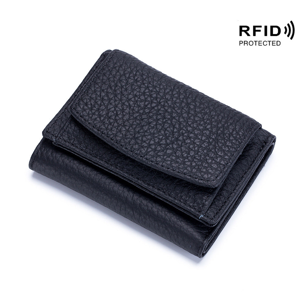 Small wallet women's genuine leather Japanese style fabric RFID coin bag wallet mini wallet short - V.I.P Digital Presence