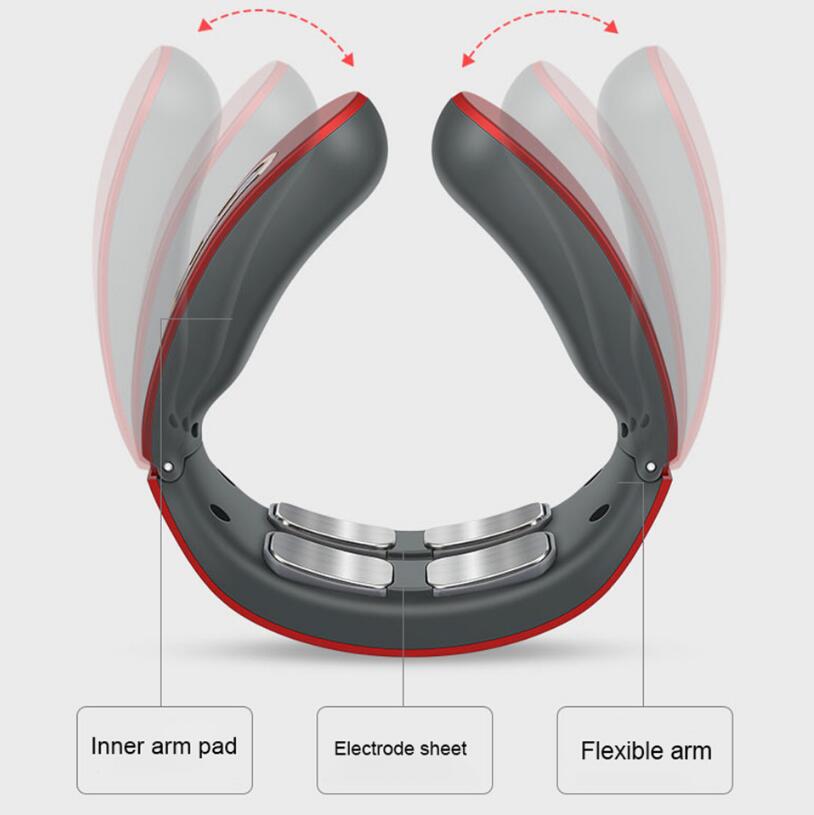 USB Rechargeable 4 Heads Cervical Spondylosis Massager Intelligent Whole Body Meridian Massage Pulse Kneading Heating Neck Protector - V.I.P Digital Presence