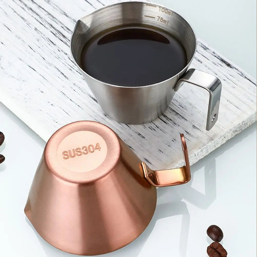 304 Stainless Steel Espresso Measuring Cup Small 100ml Espresso Shot Cup Dishwasher Safe V-Shaped Mouth - V.I.P Digital Presence