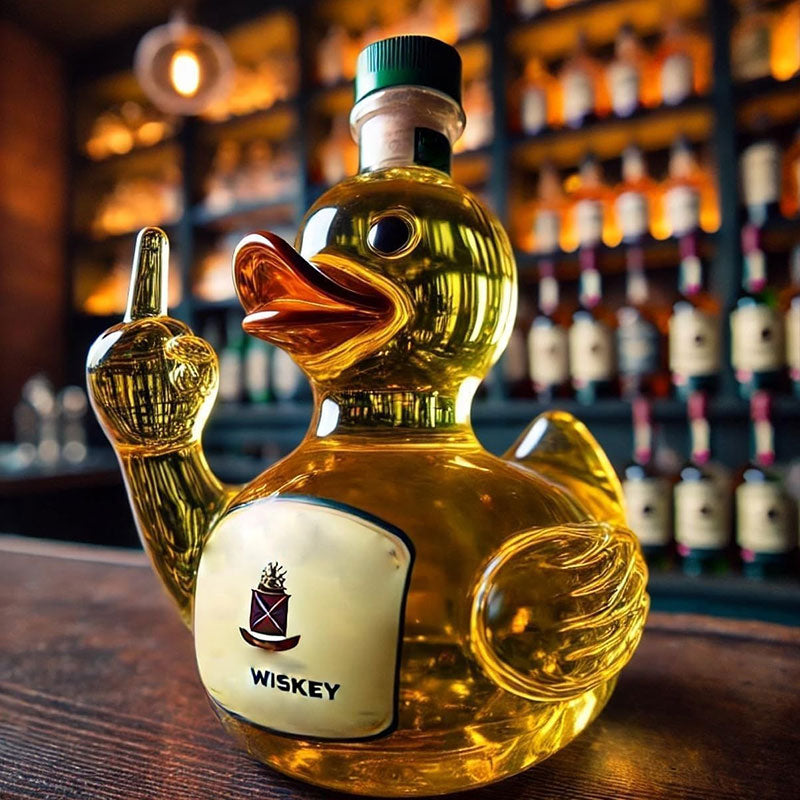 10 Oz Middle Finger Duck Bottle - Funny Whiskey Duck Decanter. Great Prank Decoration for Bar, Office or Home - V.I.P Digital Presence