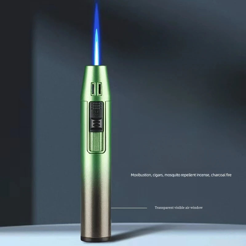 Pen Metal Lighter Mini Spray Gun Inflatable Windproof Butane Gas Lighter Adjustable Straight Shot Blue Flame Cigarette Tools - V.I.P Digital Presence