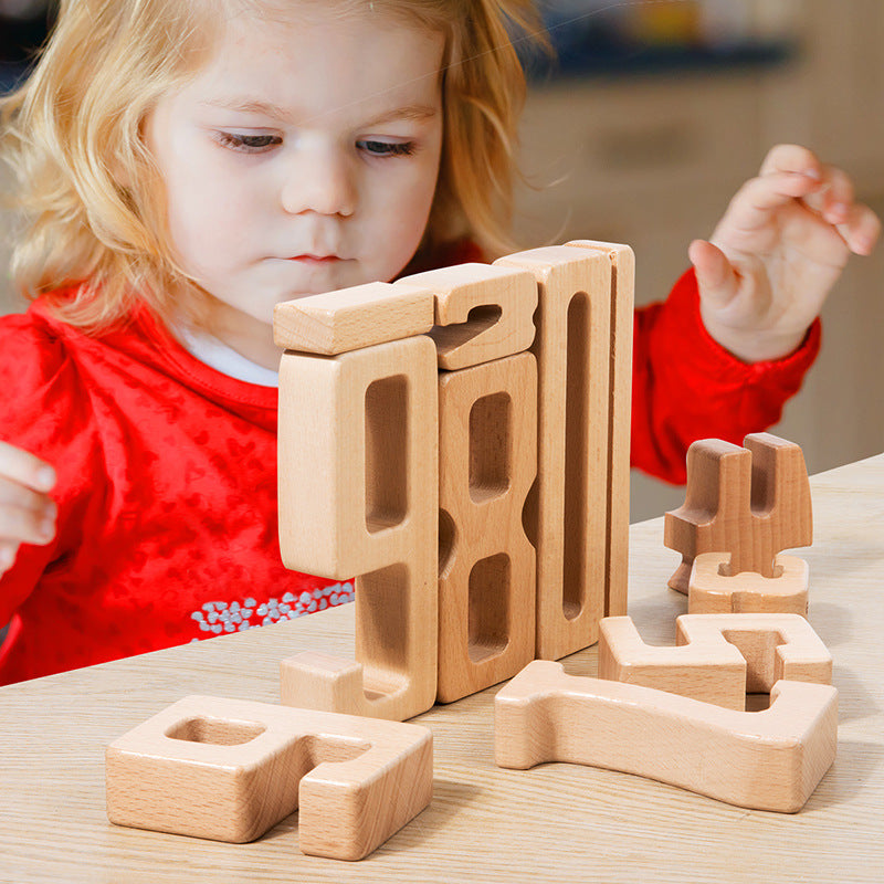 Children's Montessori early education teaching aids, large particle beech wood digital building blocks, kindergarten enlightenment assembly, stacking and height toys - V.I.P Digital Presence