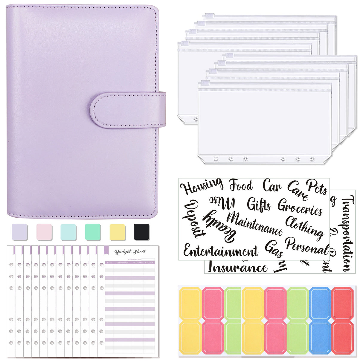 A6 Loose-Leaf Binder Budget Book Macaron Notebook Leather PU Loose-Leaf Book Cash Budget Handbook - V.I.P Digital Presence