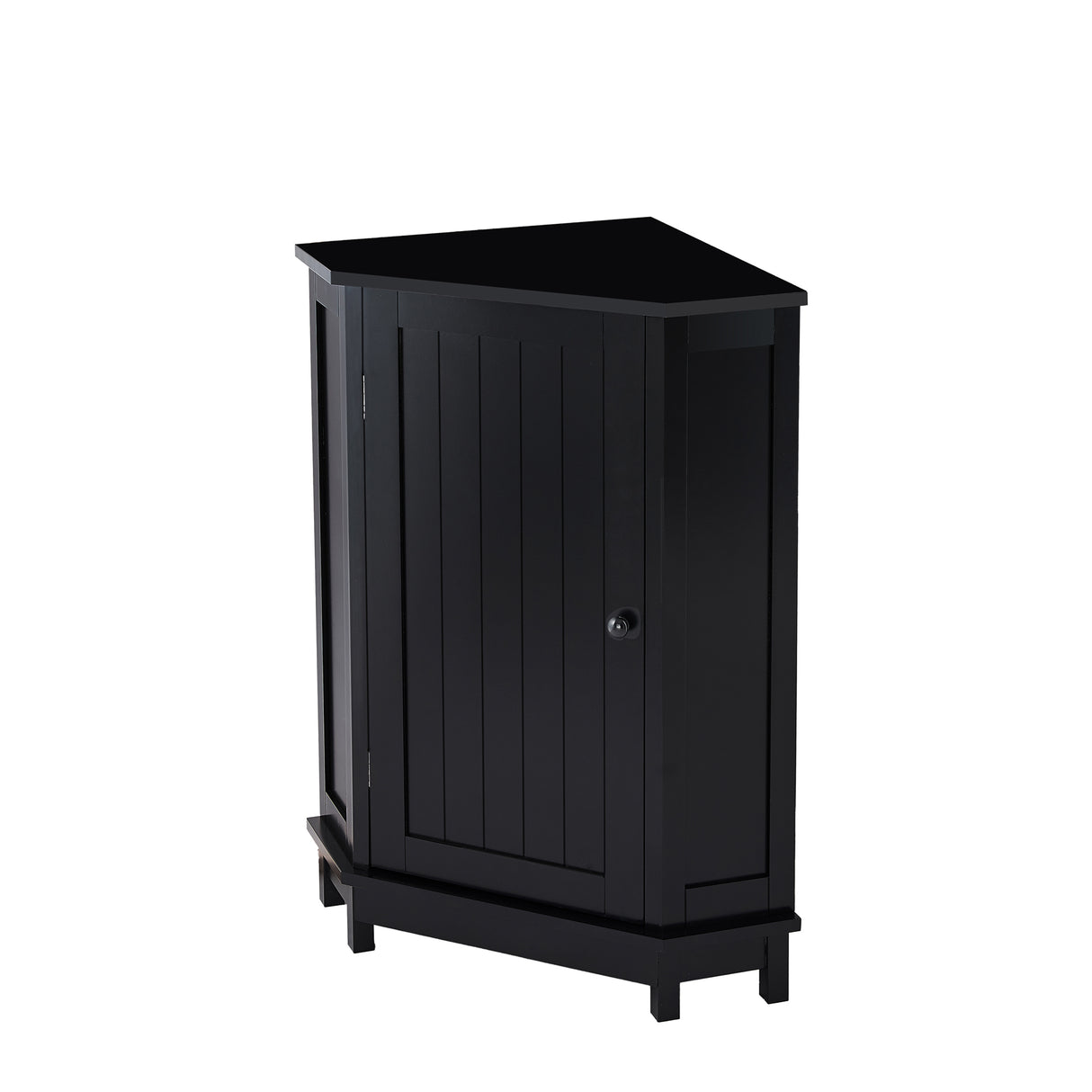 Black Bathroom Cabinet Triangle Corner Storage Cabinet with Adjustable Shelf Modern Style MDF Board - V.I.P Digital Presence
