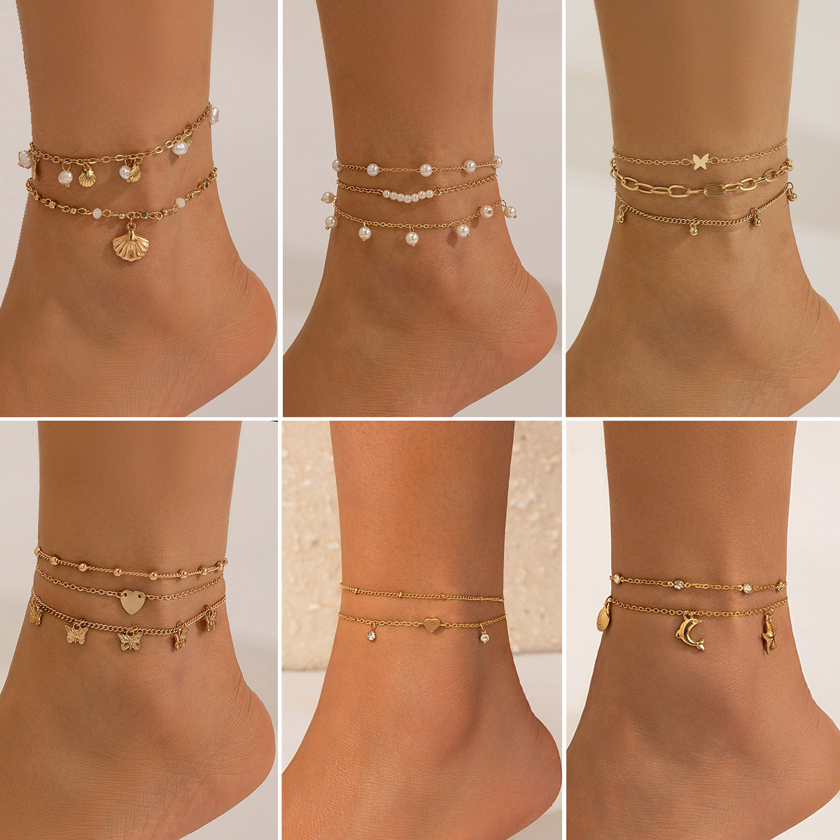 Beach Anklet Star Butterfly Chain Imitation Pearl Foot Chain Ocean Wind Shell Dolphin Foot Jewelry - V.I.P Digital Presence