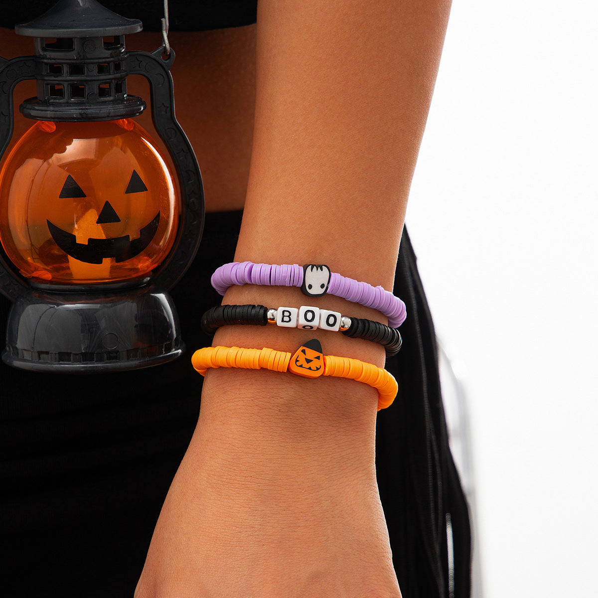 Halloween Soft Ceramic Elastic Bracelet Set Dark Wind Pumpkin Head Letter Bracelet - V.I.P Digital Presence