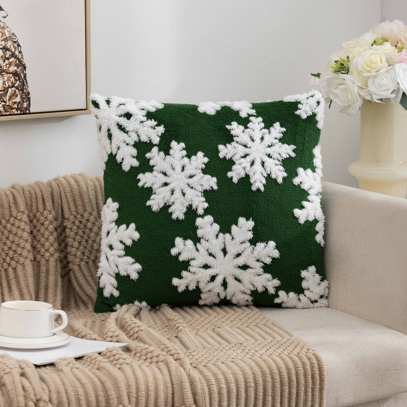 Christmas Pillow Cover (Excluding Pillow Core) Snowflake Velvet Jacquard Christmas Tree Elk Festival Decoration - V.I.P Digital Presence