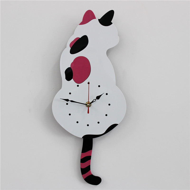Cartoon art clock home decoration living room wagging tail cat children's room creative wall clock - V.I.P Digital Presence
