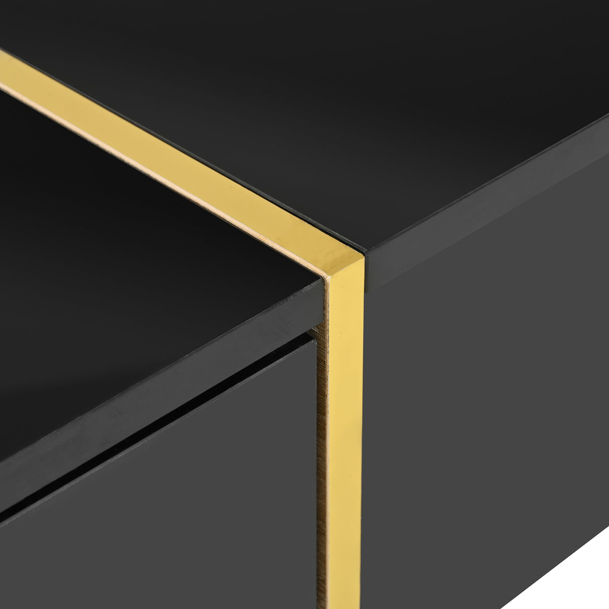 ON-TRANS 47.2 inch x 31.4 inch multifunctional rectangular sofa table with 2 drawers and gold wood grain leg center table, black - V.I.P Digital Presence