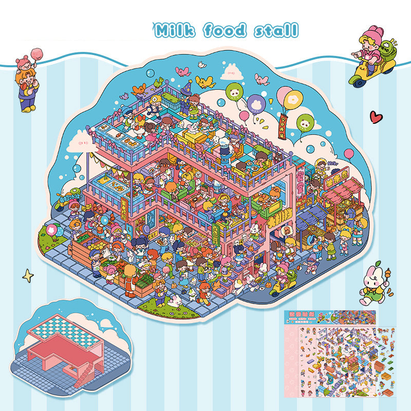 Landscape stickers large 3D stereoscopic scene collage miniature scene ledger stickers DIY stickers