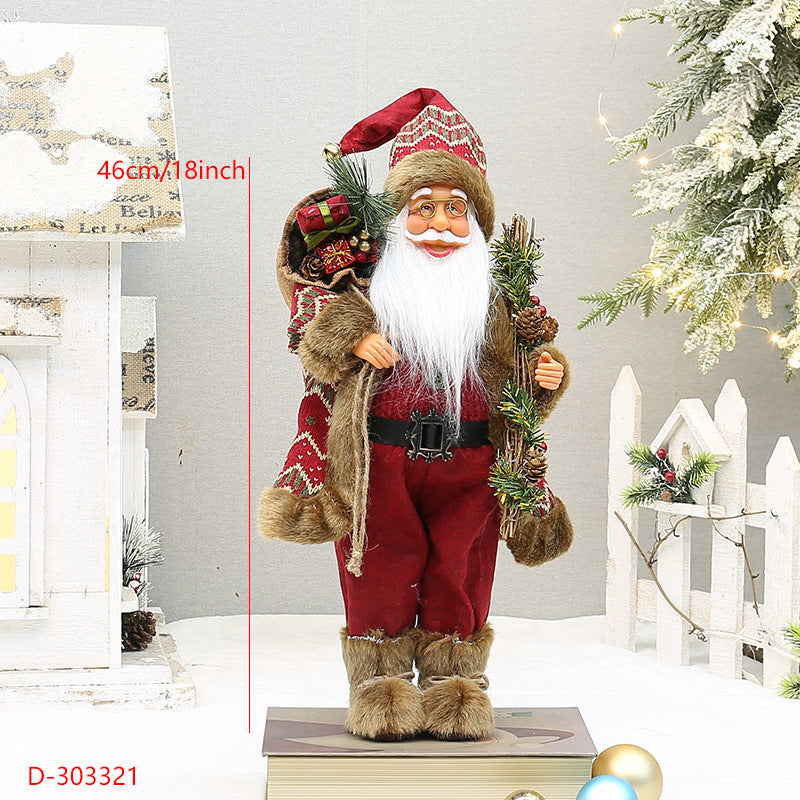 Christmas crafts 18 inch, wearing snow boots, backpack, standing, Santa Claus, dwarf - V.I.P Digital Presence