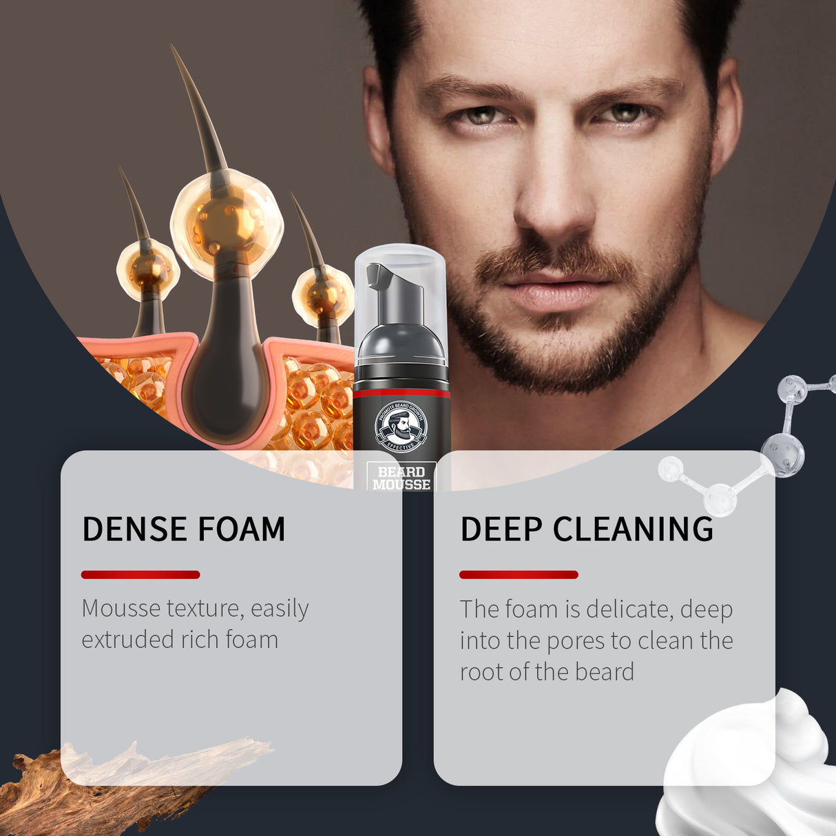 Facial Hair Cleansing Mousse Moisturizes And Moisturizes Men's Facial Hair Care Beard - V.I.P Digital Presence