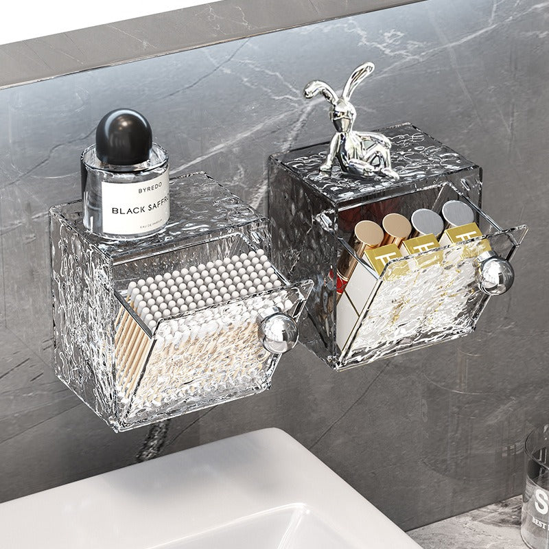 Toilet mirror cabinet storage box makeup cotton remover cotton swab box wall mounted flip cover washbasin bathroom storage rack - V.I.P Digital Presence