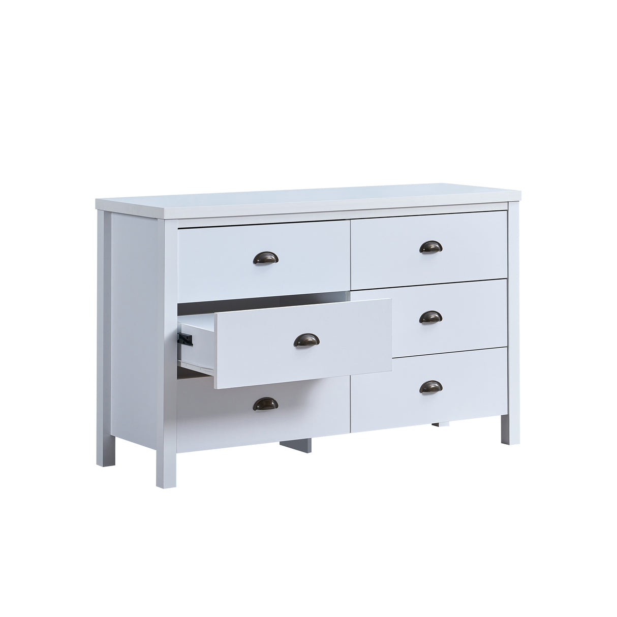 SAFARI 6-drawer main dressing table with interlocking drawer function, easy to assemble, classic white color - V.I.P Digital Presence