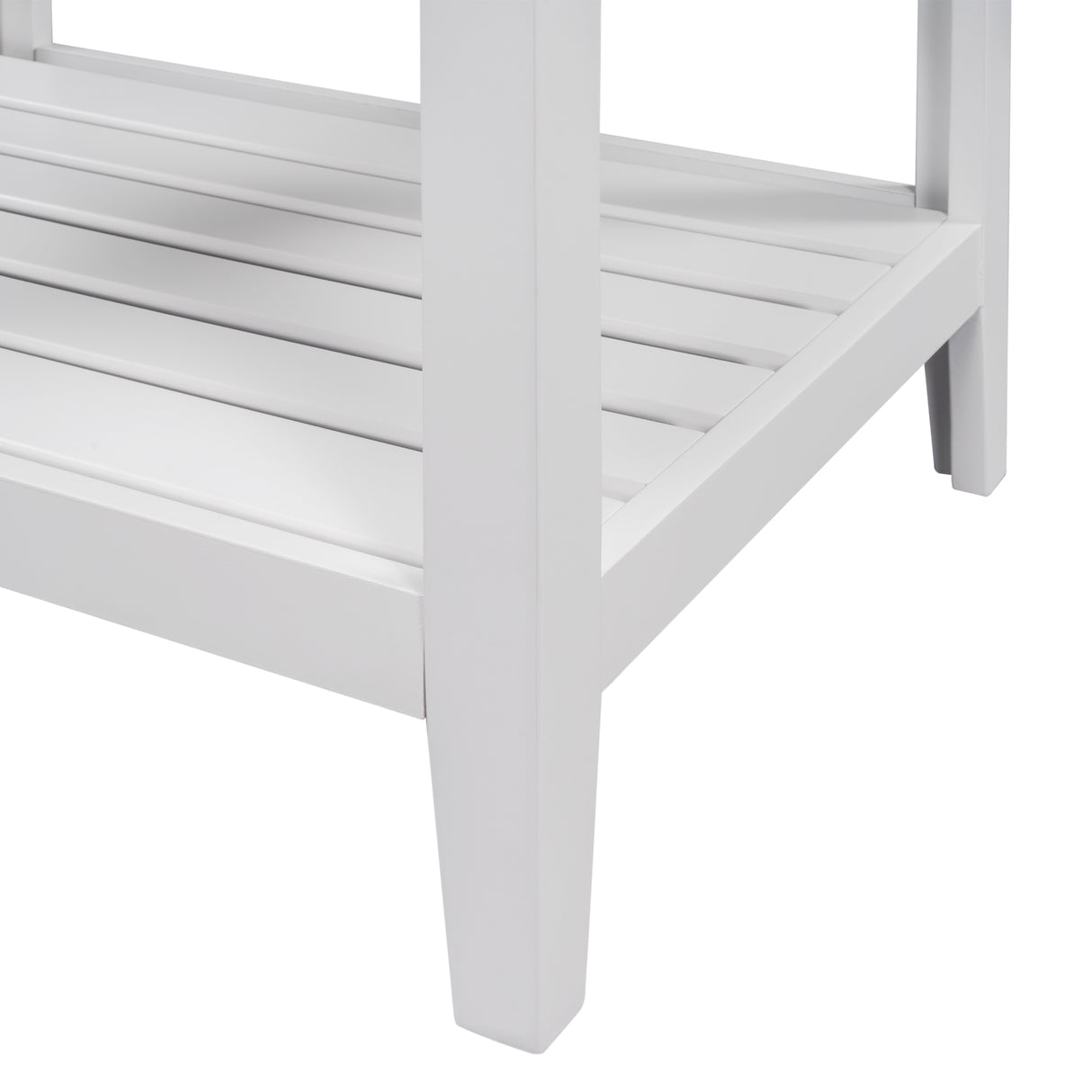 24" White Modern Sleek Bathroom Vanity Elegant Ceramic Sink with Solid Wood Frame Open Style Shelf - V.I.P Digital Presence