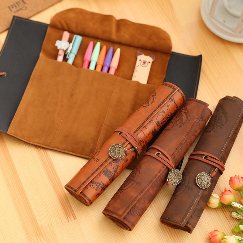 Retro Leather Pencil bag pencil pouch case school supplies pencil case plumier scolaire pencil pouch cute stationary - V.I.P Digital Presence