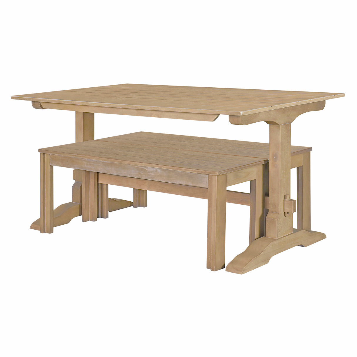 TREXM 3-piece retro dining table, rectangular stand table, and 2 4-person wooden stools (made of natural wood) - V.I.P Digital Presence