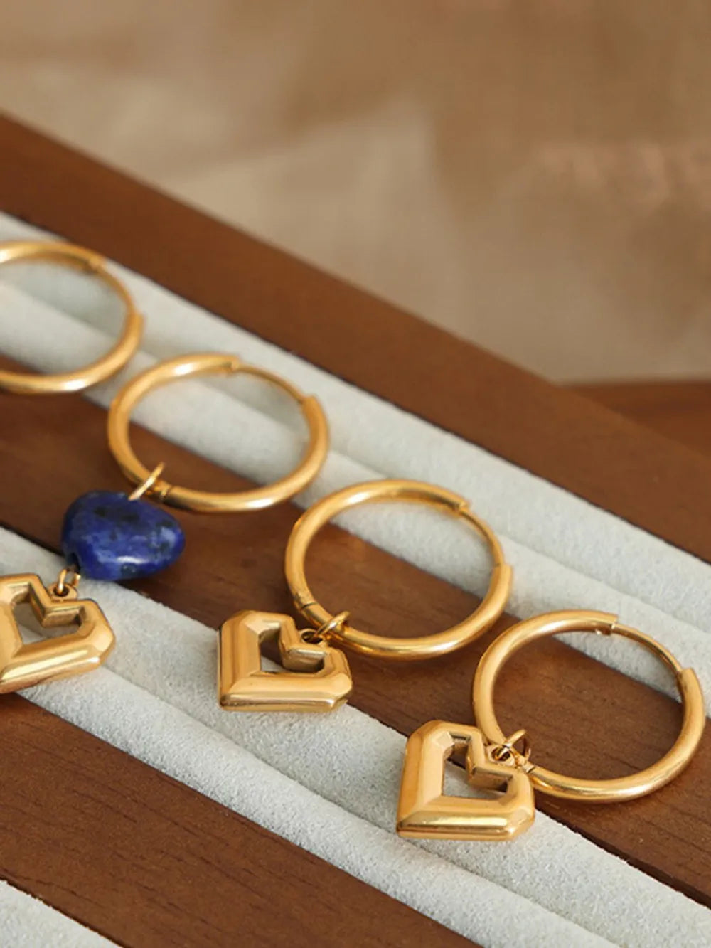 Heart Shape Lapis Lazuli Dangle Earrings - V.I.P Digital Presence