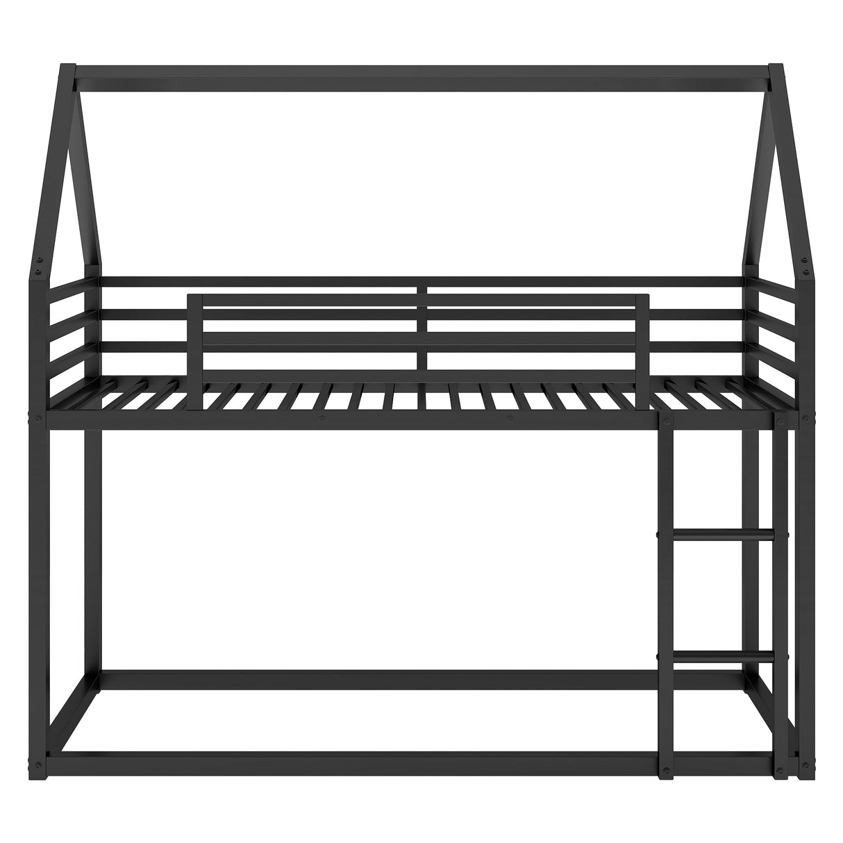 Twin over Twin House Bunk Bed with Built-in Ladder,Black - V.I.P Digital Presence