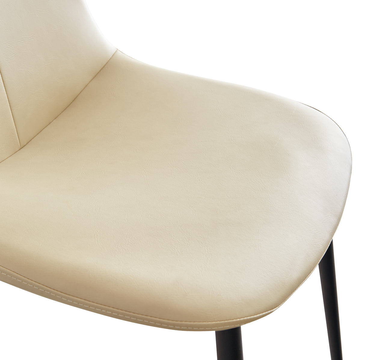 A set of 2 high back dining chairs with PU artificial leather soft cushions and metal legs, decorated with large soft cushions - V.I.P Digital Presence