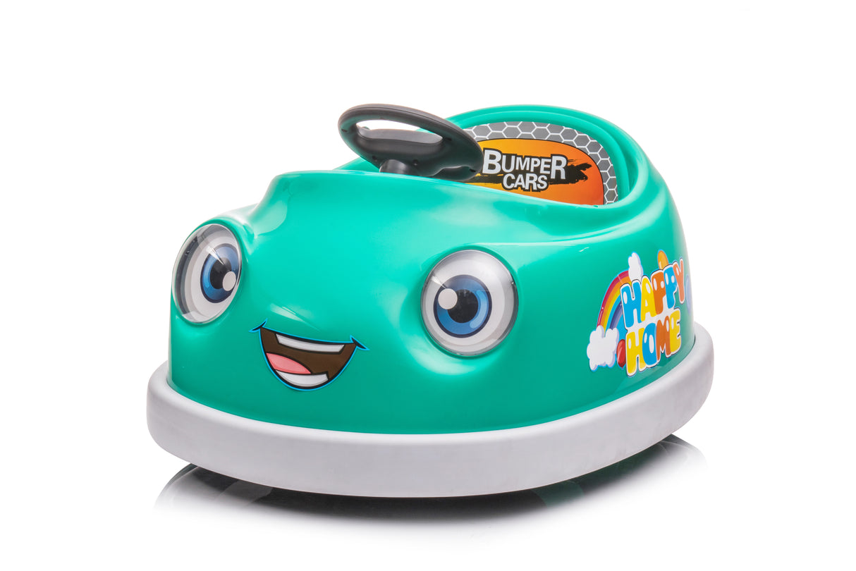 Bumper Car for Kids, 12v Dual Drive 1-6 Years Old Children's Electric Car with Pushrod Dinner Plate Music Rocking Horse