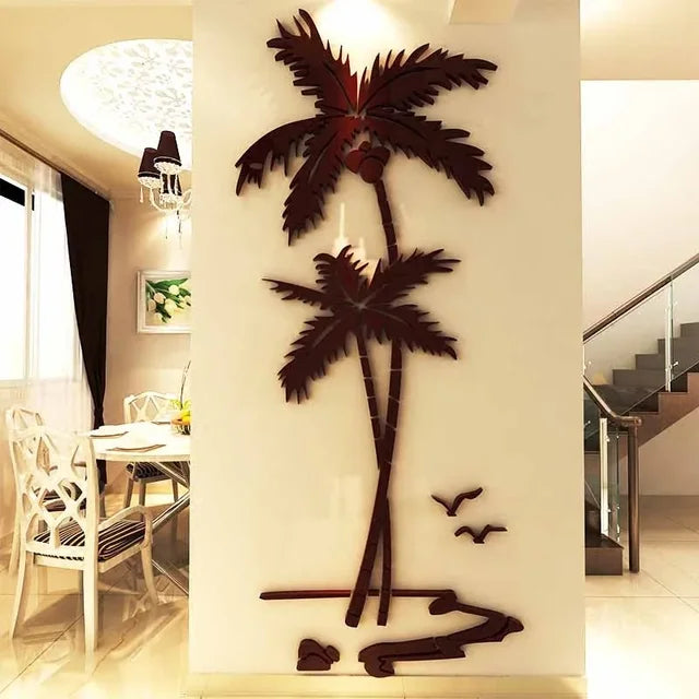 3D Coconut Tree Acrylic Mirror Wall Sticker For Children's Room Dining Room Living Room DIY TV Wall Background Home Decoration - V.I.P Digital Presence