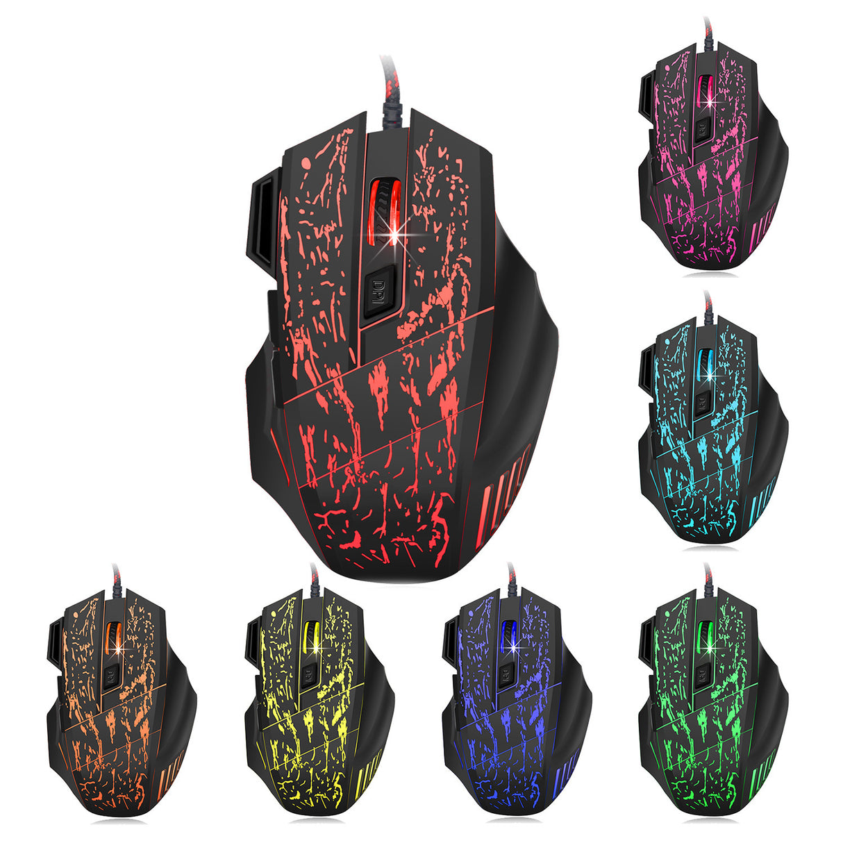 HXSJ Flow Crack Gaming Mouse Colorful Luminous MOUSE 7D Gaming Mouse - V.I.P Digital Presence