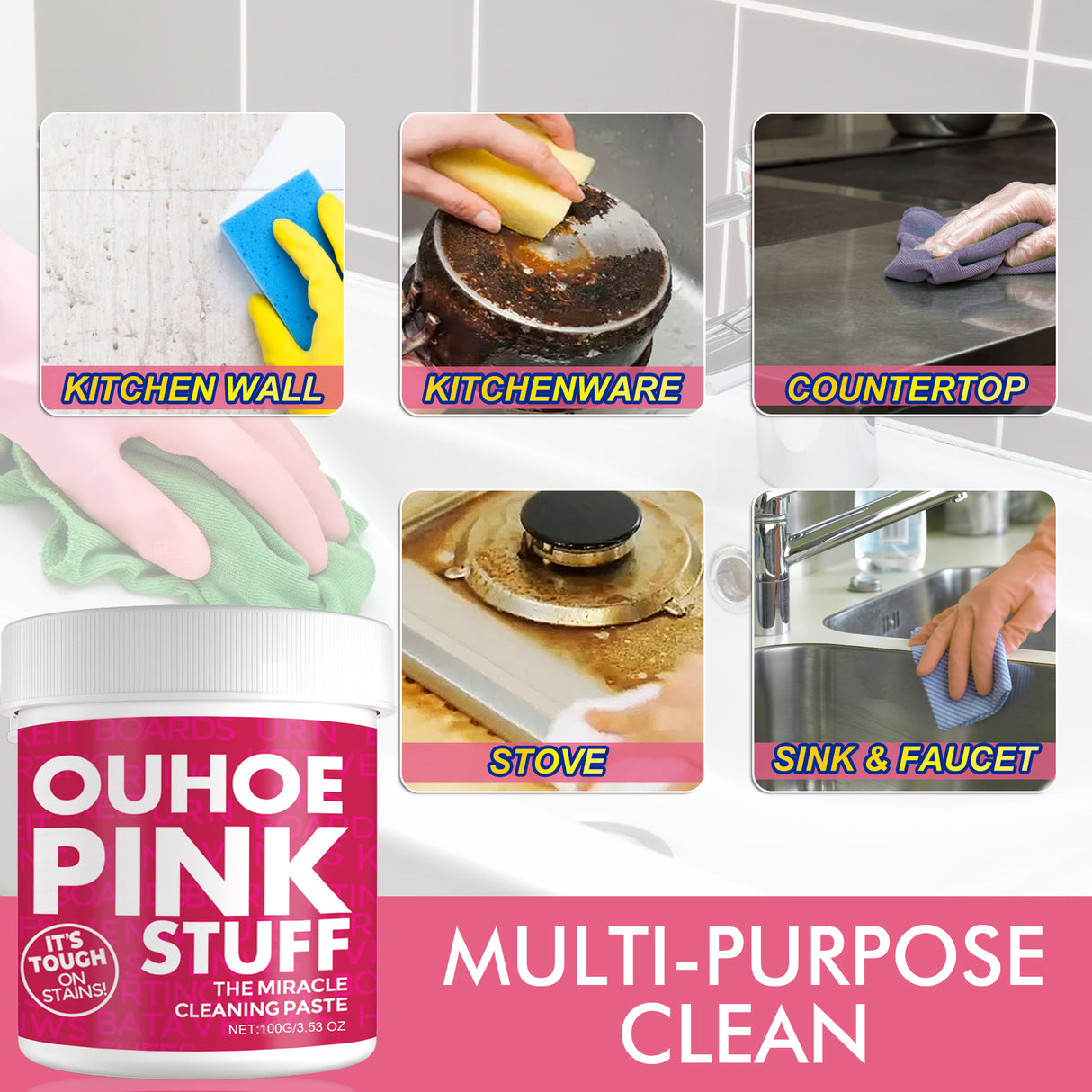 Home Gentle Multi-Functional Cleaning Cream, Clean Kitchen Heavy Oil Dirt General Pink Barrel Cleaning Powder - V.I.P Digital Presence