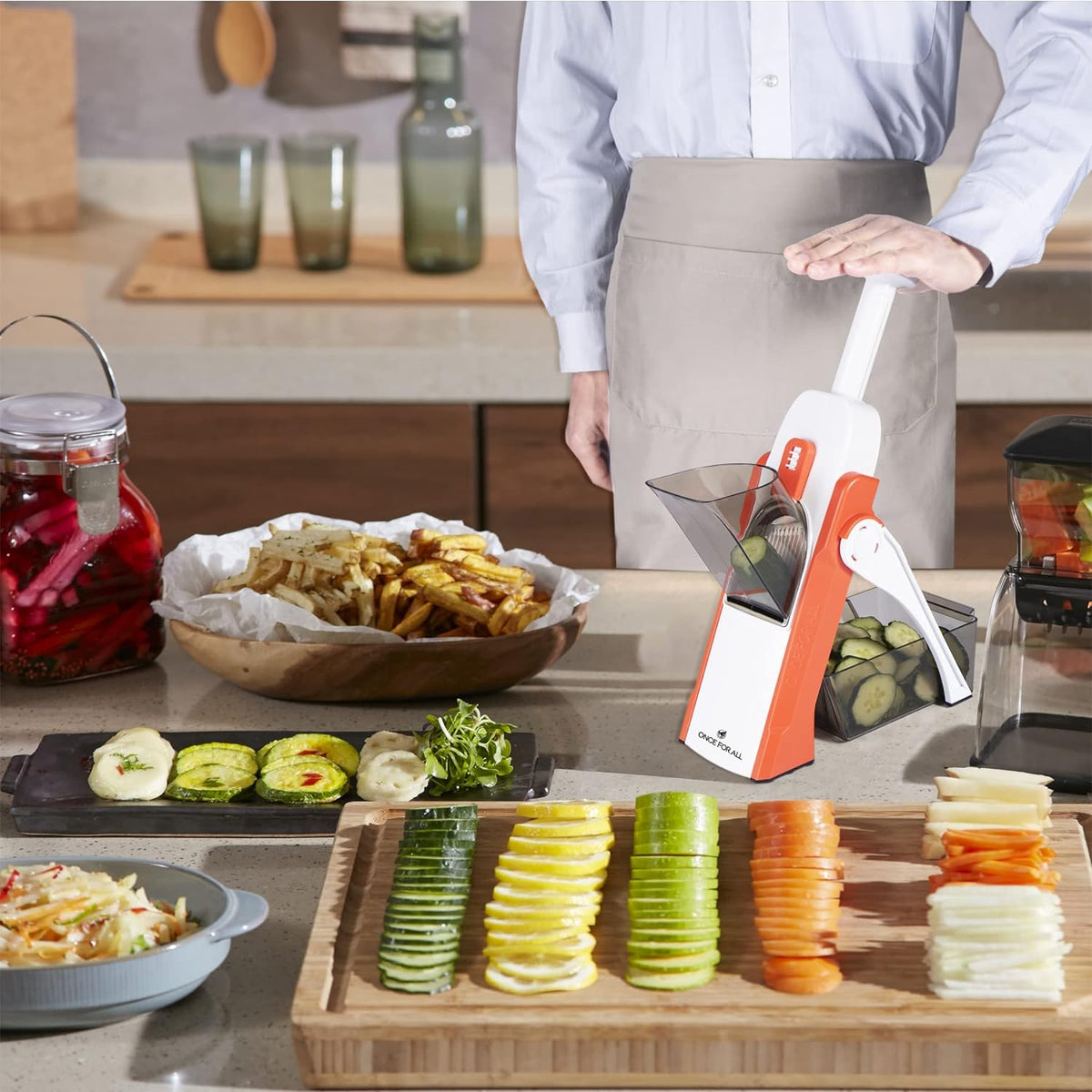 Mandoline Slicer, Vegetable Cutter, Strips Julienne Dicer (Orange) - V.I.P Digital Presence