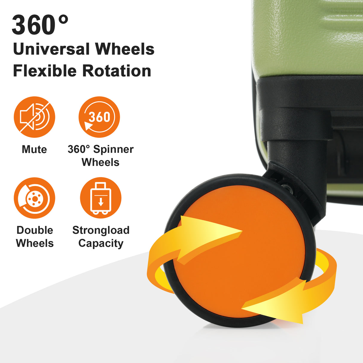 Contrast Color Hardshell Luggage 24inch Expandable Spinner Suitcase with TSA Lock Lightweight Green + ABS