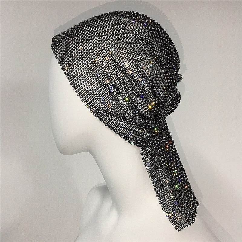 Mesh Rhinestone Elastic Hair Band Headband Outdoor Fashion Headwear Fishing Net Hat - V.I.P Digital Presence