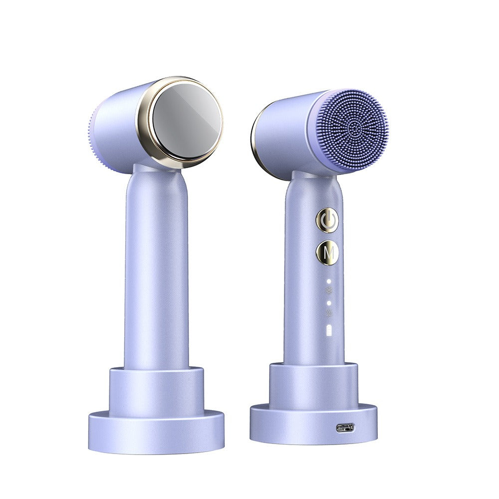 6-In-1 Hot And Cold Facial Cleanser Display Cleansing Brush Ultrasonic Facial Cleanser Pore Cleaning Silicone Beauty Instrument - V.I.P Digital Presence