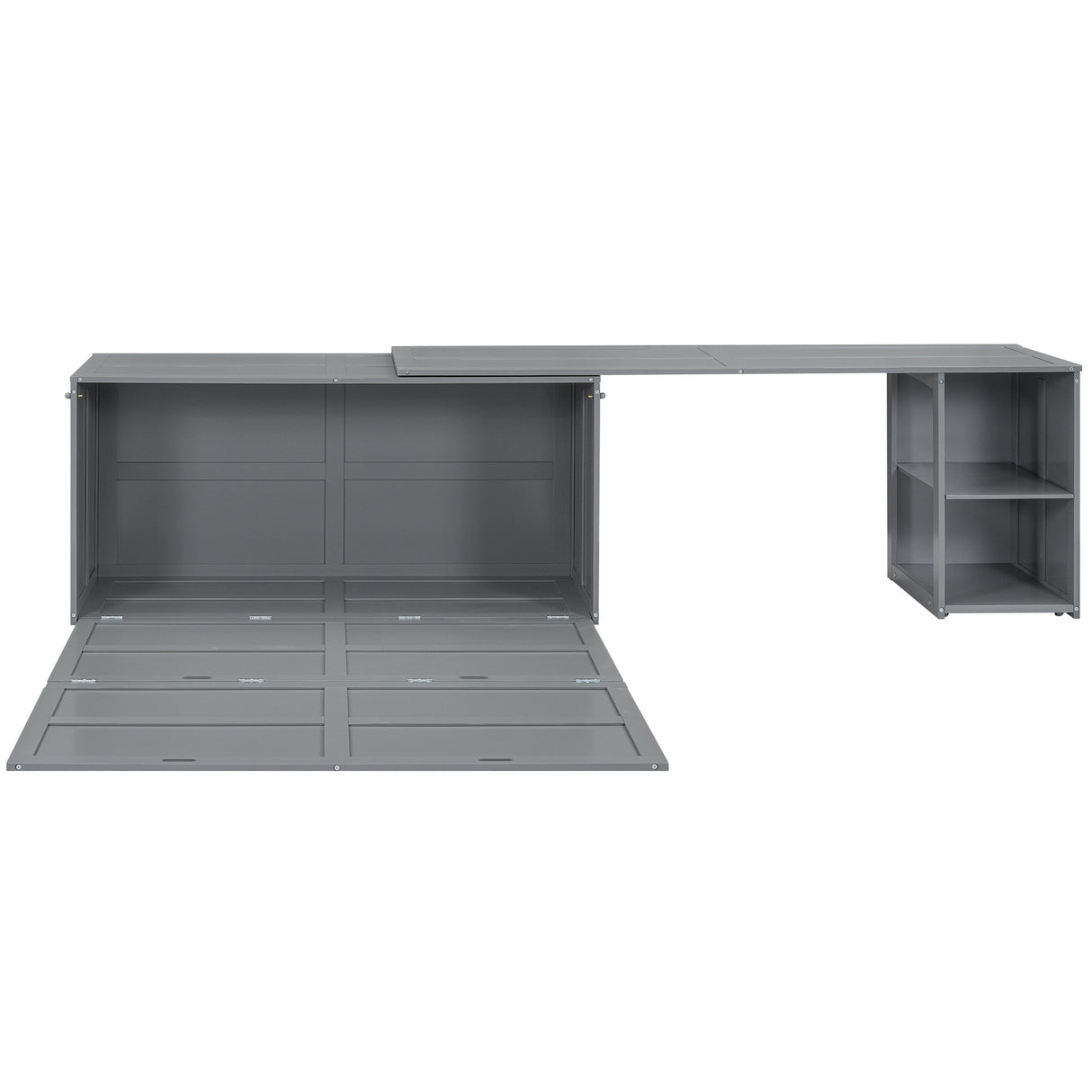 Queen Size Murphy Bed with Rotable Desk Gray