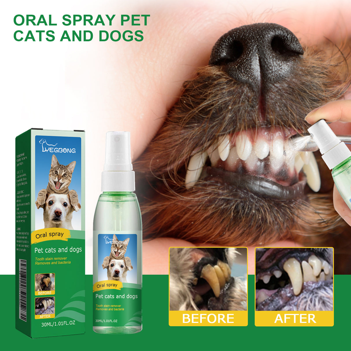 Pet Tooth Deodorizer Spray, Cats And Dogs Universal Mouth Cleaning Breath Freshening Spray - V.I.P Digital Presence