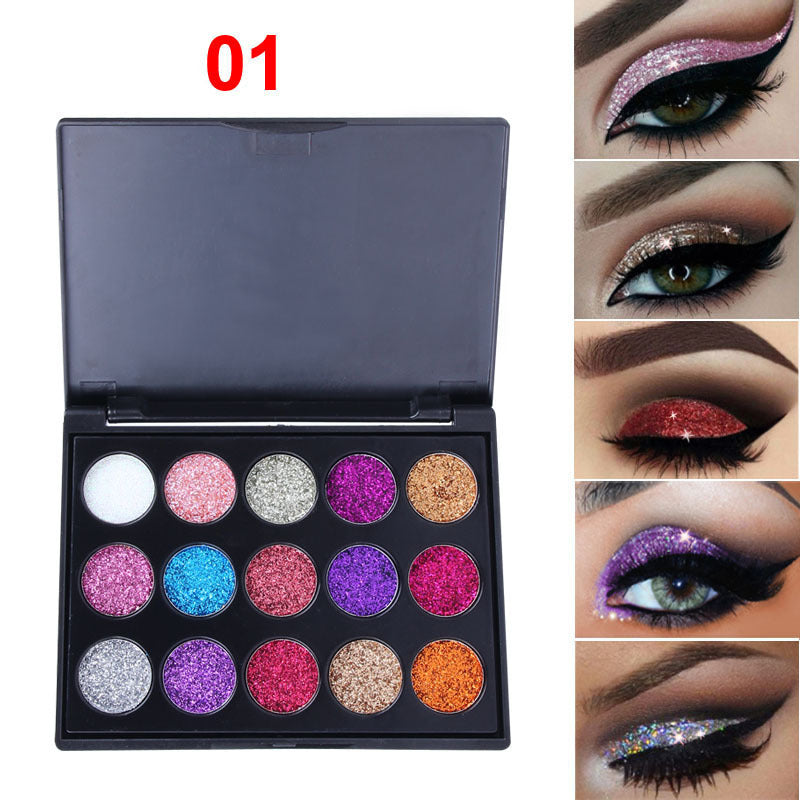 15 Colors Diamond Sequin Eyeshadow Palette Shiny Glitter Powder Highlighter Eyeshadow - V.I.P Digital Presence
