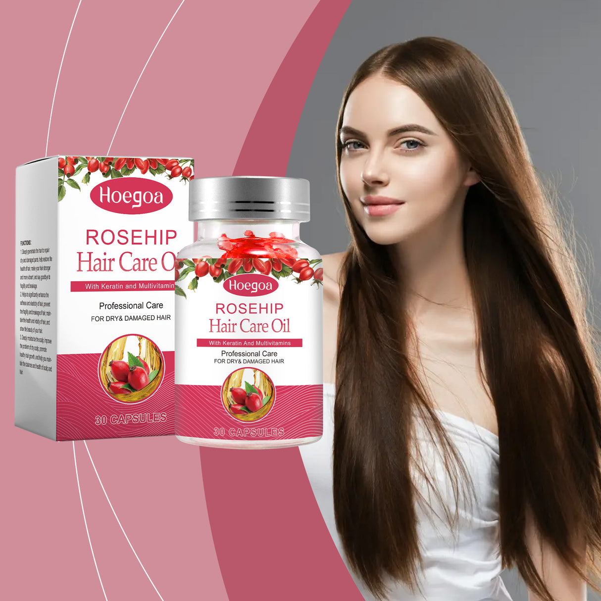 Rose Hip Oil Hair Care Capsule Scalp Massage Dry Hair Smooth Moisturizing Soft Hair Care Capsule - V.I.P Digital Presence