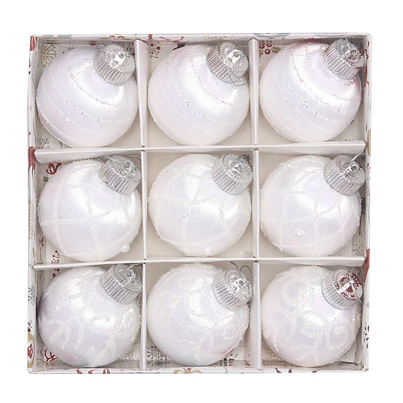 Christmas balls, silk balls, winding balls, painted balls, 8cm, 9pcs, boxed Christmas decorations - V.I.P Digital Presence