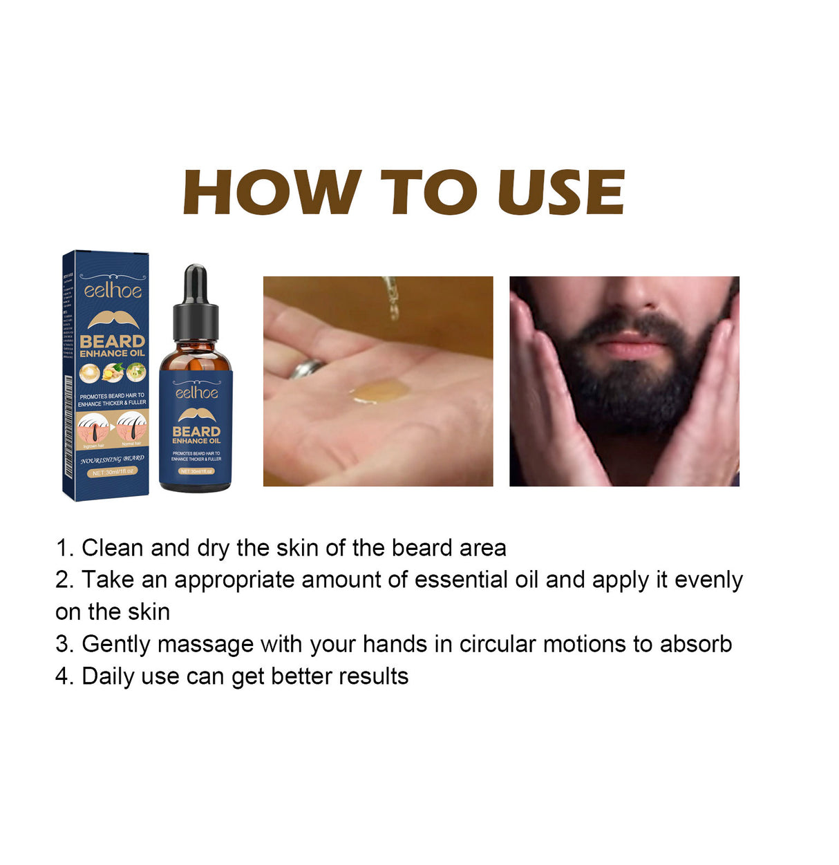 Facial Hair Care Oil Strengthens Root And Moisturizes And Brightens Men's Facial Hair - V.I.P Digital Presence