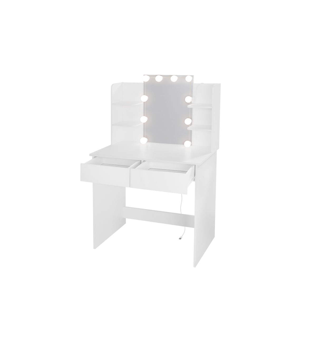 Makeup Vanity Desk With LED Lighted Mirror ,Dressing Table Set With 2 Large Drawers 10 LED Light ,White Color - V.I.P Digital Presence