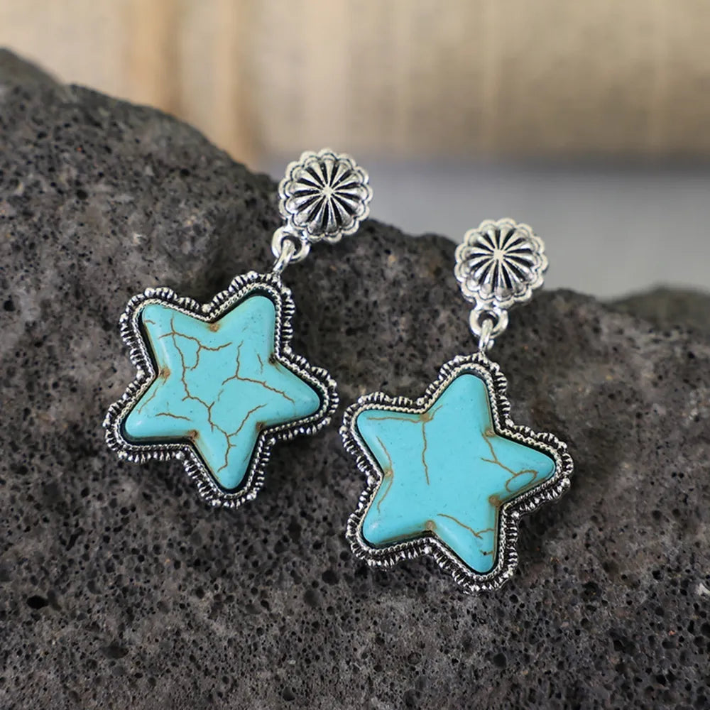 Artificial Turquoise Alloy Star Earrings - V.I.P Digital Presence
