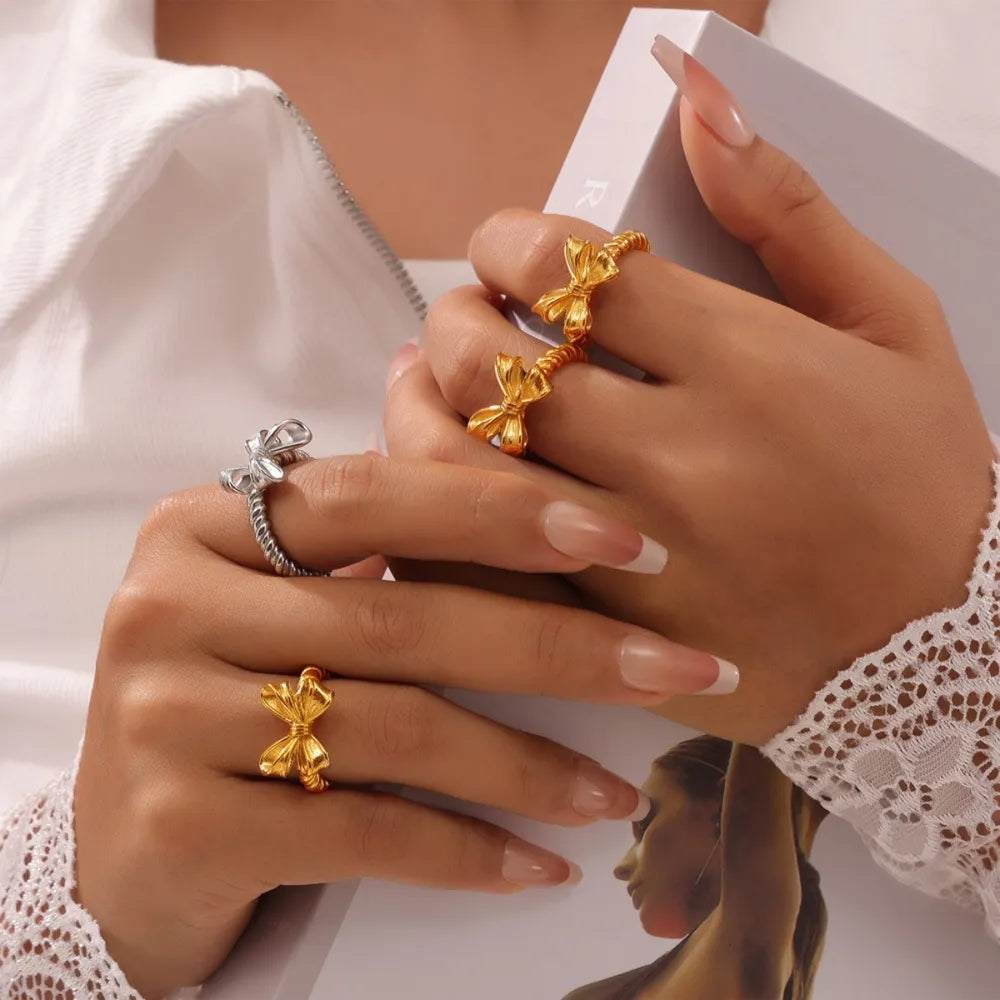 Twisted Titanium Steel Bow Ring - V.I.P Digital Presence