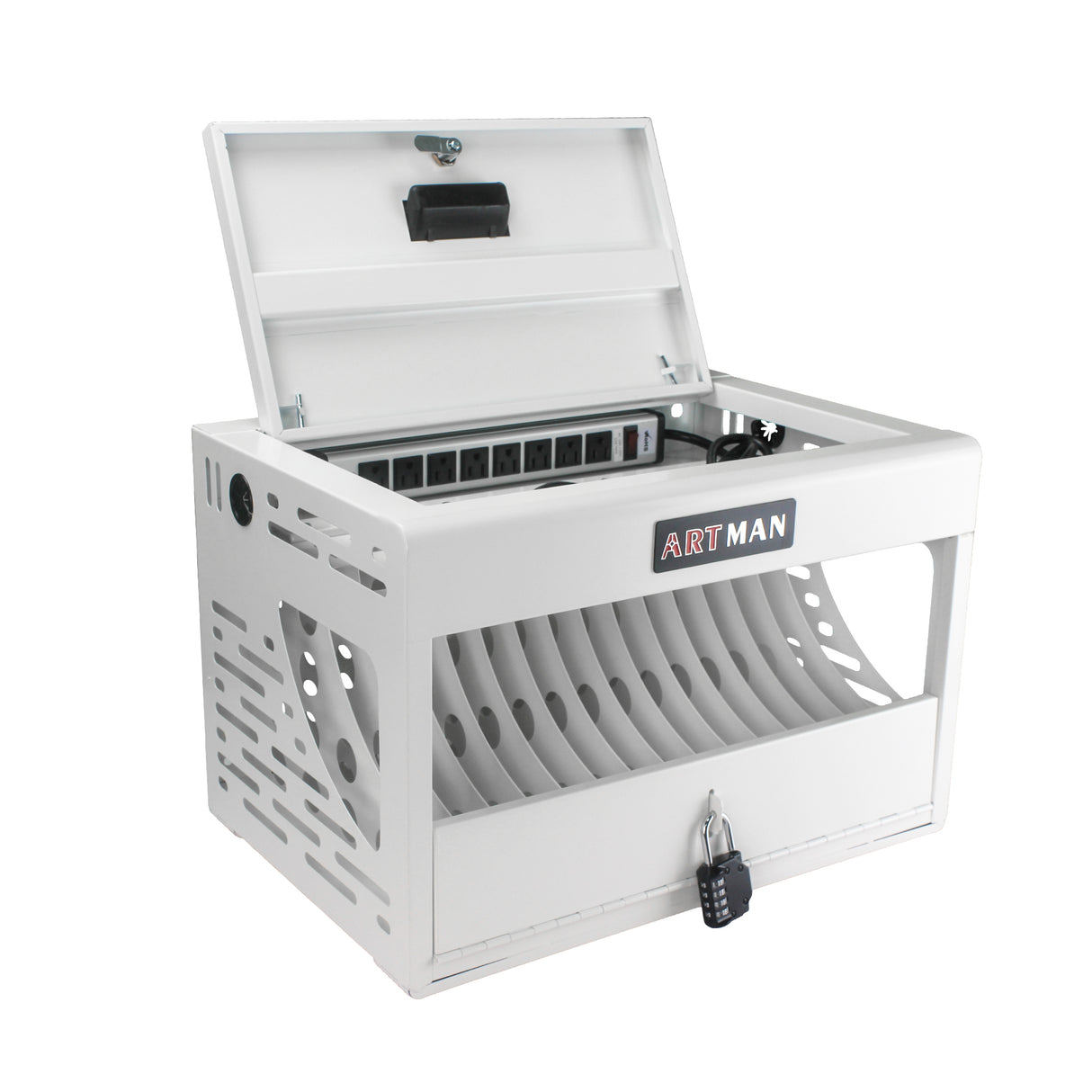 16 Bay Charging Cabinet for Laptop Chromebook Locking Charging Station-WHITE - V.I.P Digital Presence