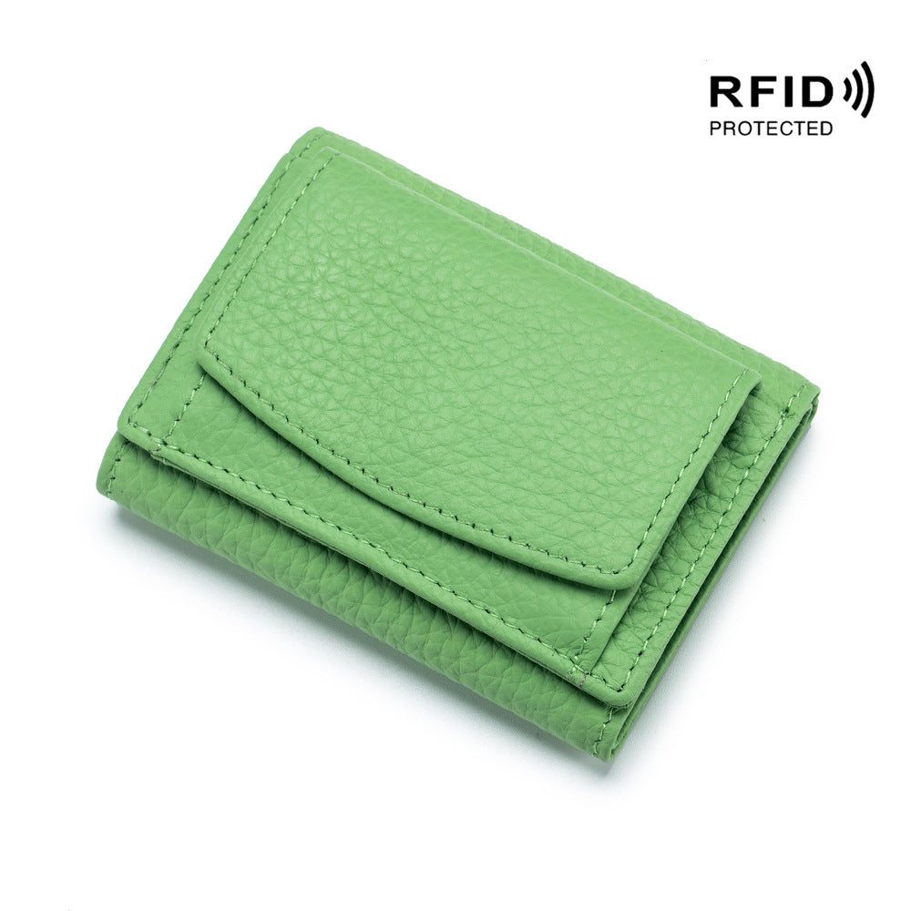 Small wallet women's genuine leather Japanese style fabric RFID coin bag wallet mini wallet short - V.I.P Digital Presence