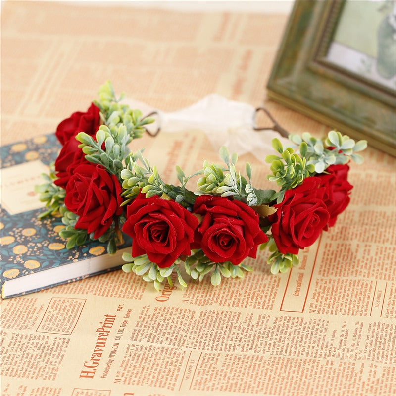 Handmade flower wreaths seaside vacation wedding accessories velvet adjustable hair accessories - V.I.P Digital Presence