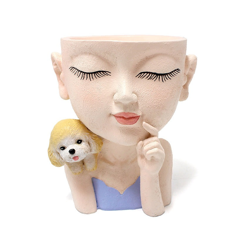Creative resin succulent potted plant decoration for girl's puppy flower pot - V.I.P Digital Presence
