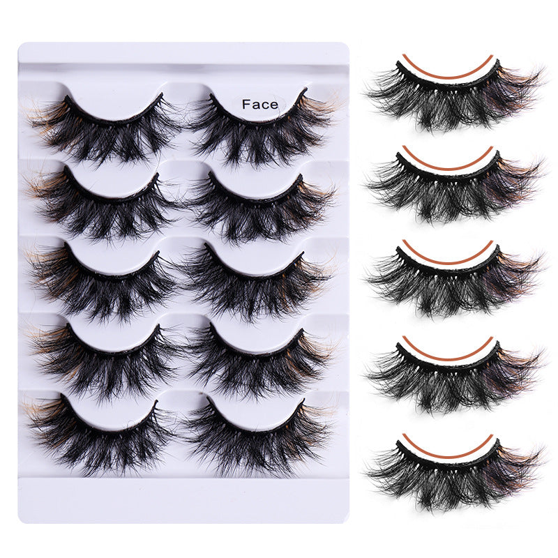 5 Pairs Of Colorful Fried False Eyelashes Multi Layer Thick Cross Mink Like Eyelashes - V.I.P Digital Presence