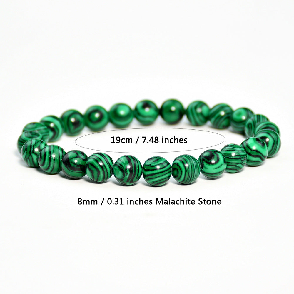 Vintage malachite beaded bracelet stacking style green bracelet men and women elastic jewelry - V.I.P Digital Presence