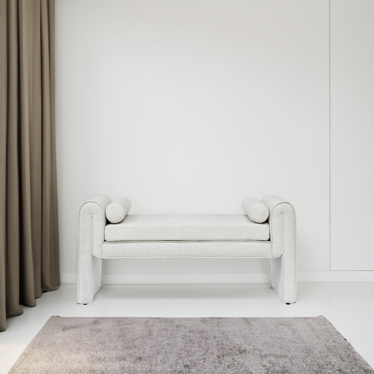 Bedroom storage stool, linen storage stool, large storage space, 50.39 inches white - V.I.P Digital Presence