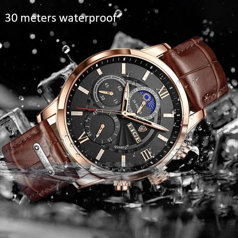 LIGE Men's Watches Top Brand Luxury Men Wrist Watch Leather Quartz Watch Sports Waterproof Male Clock Relogio Masculino+Box - V.I.P Digital Presence
